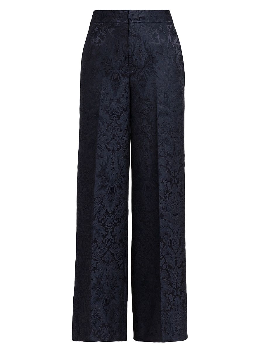 Women's Jacquard Relaxed Wide-Leg Pants - Blu Scurissimo - Size 6