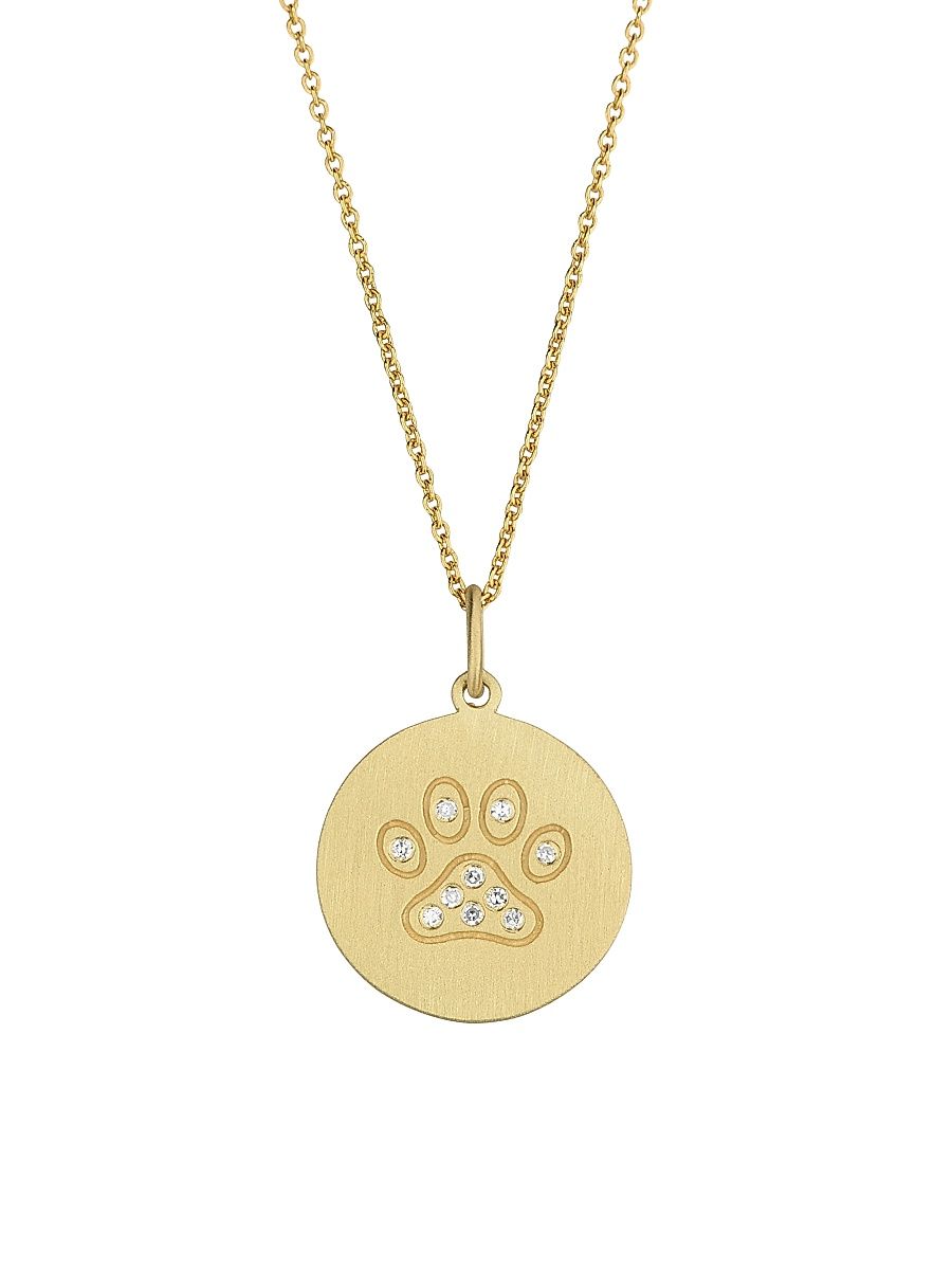 Women's Tiny Treasures 18K Yellow Gold & 0.03 TCW Diamond Paw Pendant Necklace - Yellow Gold