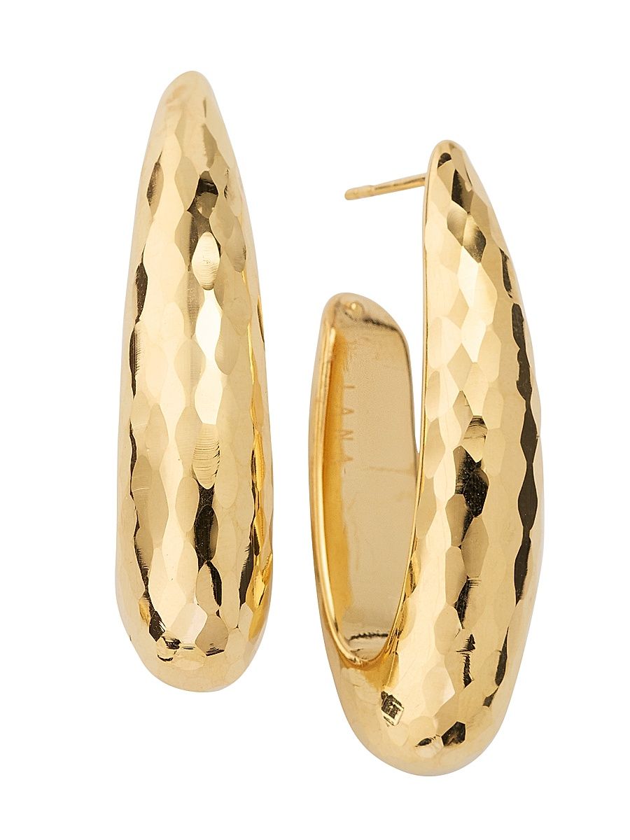 Women's Disco 14K Yellow Gold Elongated Hoops - Gold