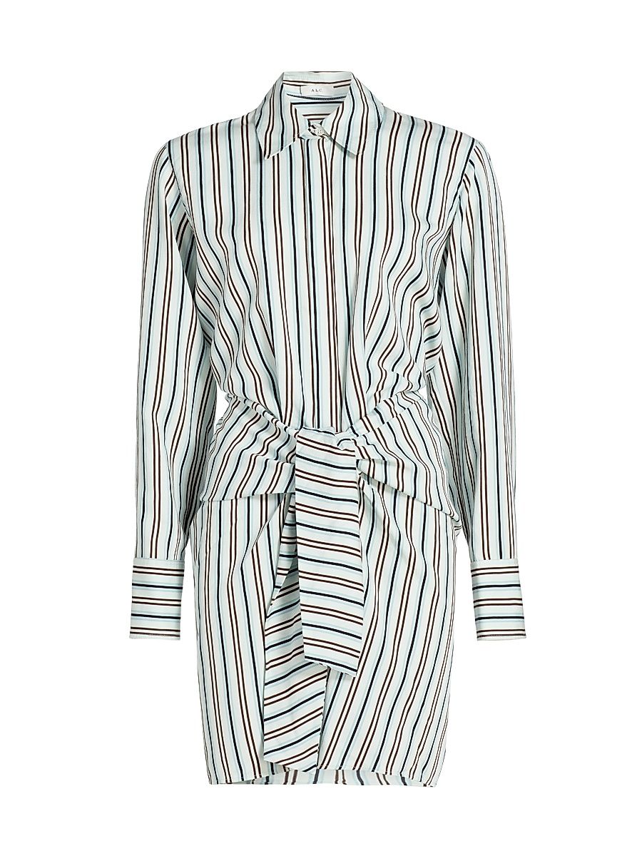Women's Mia Striped Self-Belt Minidress - Ice Mint Ganache - Size 14