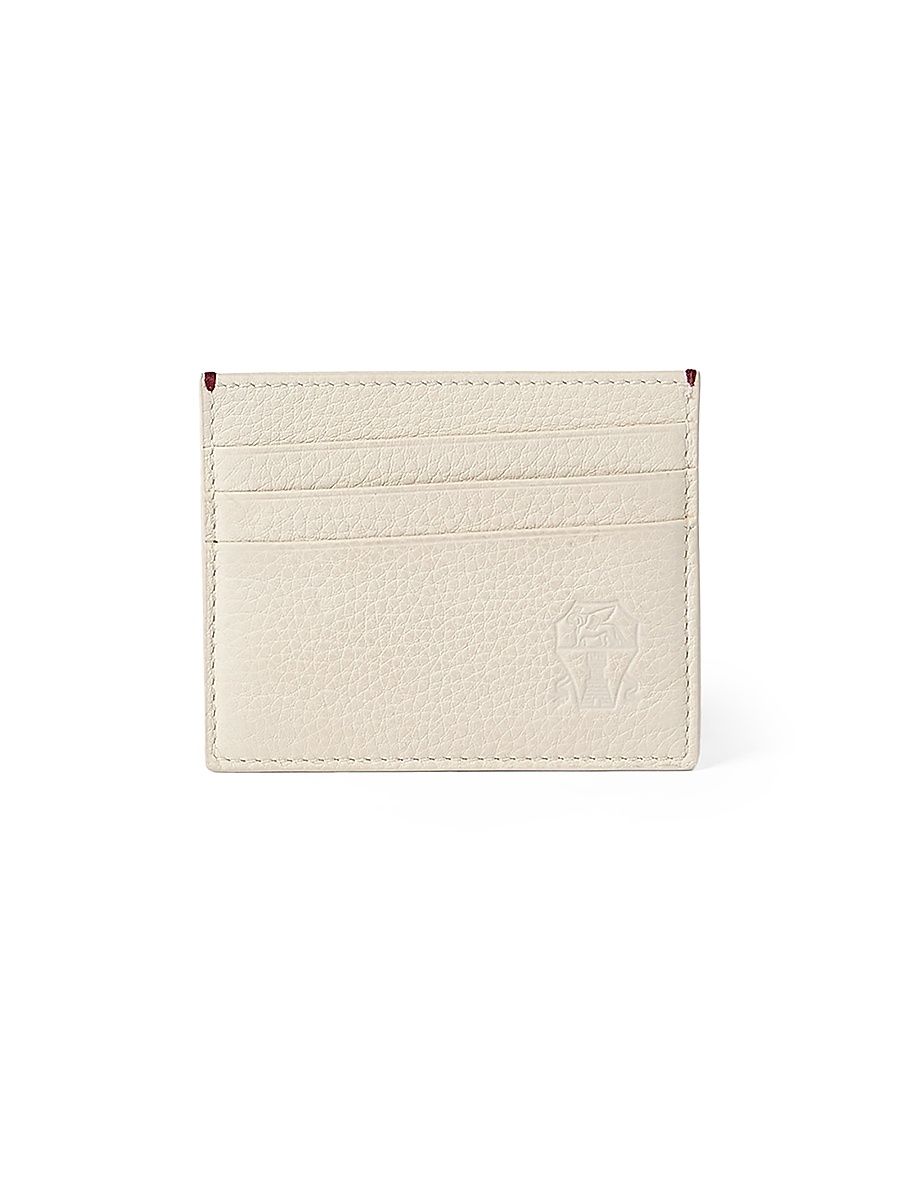 Men's Fine Grain Calfskin Card Holder - Chalk