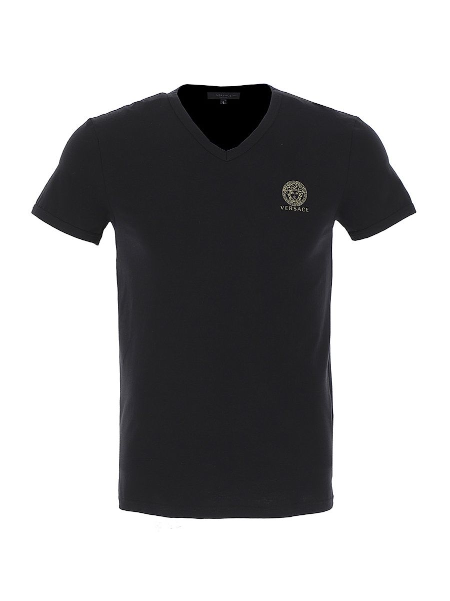 Men's V-Neck Logo T-Shirt - Nero - Size Large