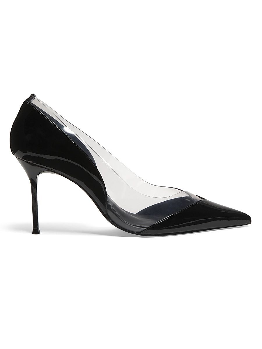 Women's Andie 90MM Patent Leather & PVC Pumps - Black Transparent - Size 5