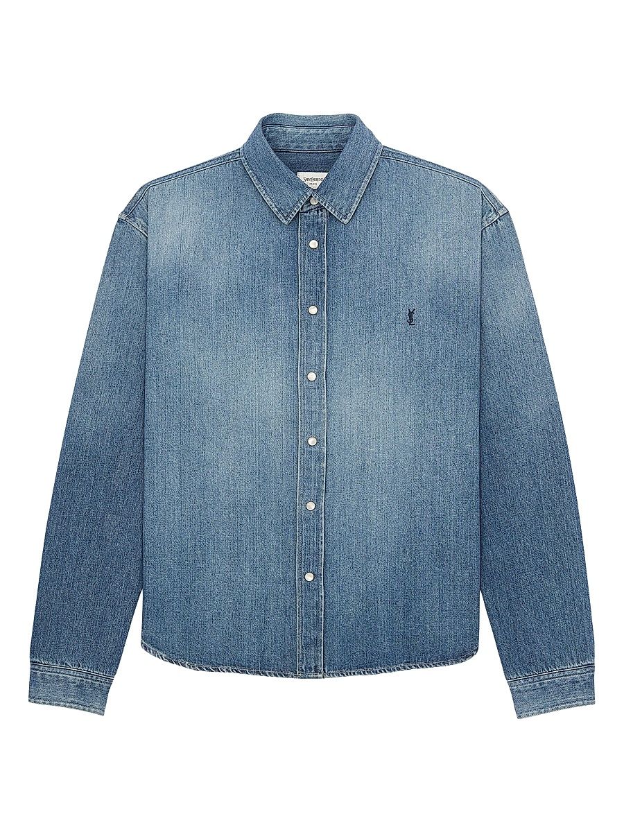Saint Laurent Men's Cassandre Jean Shirt in Horizon Denim - Horizon Blue - Size Small