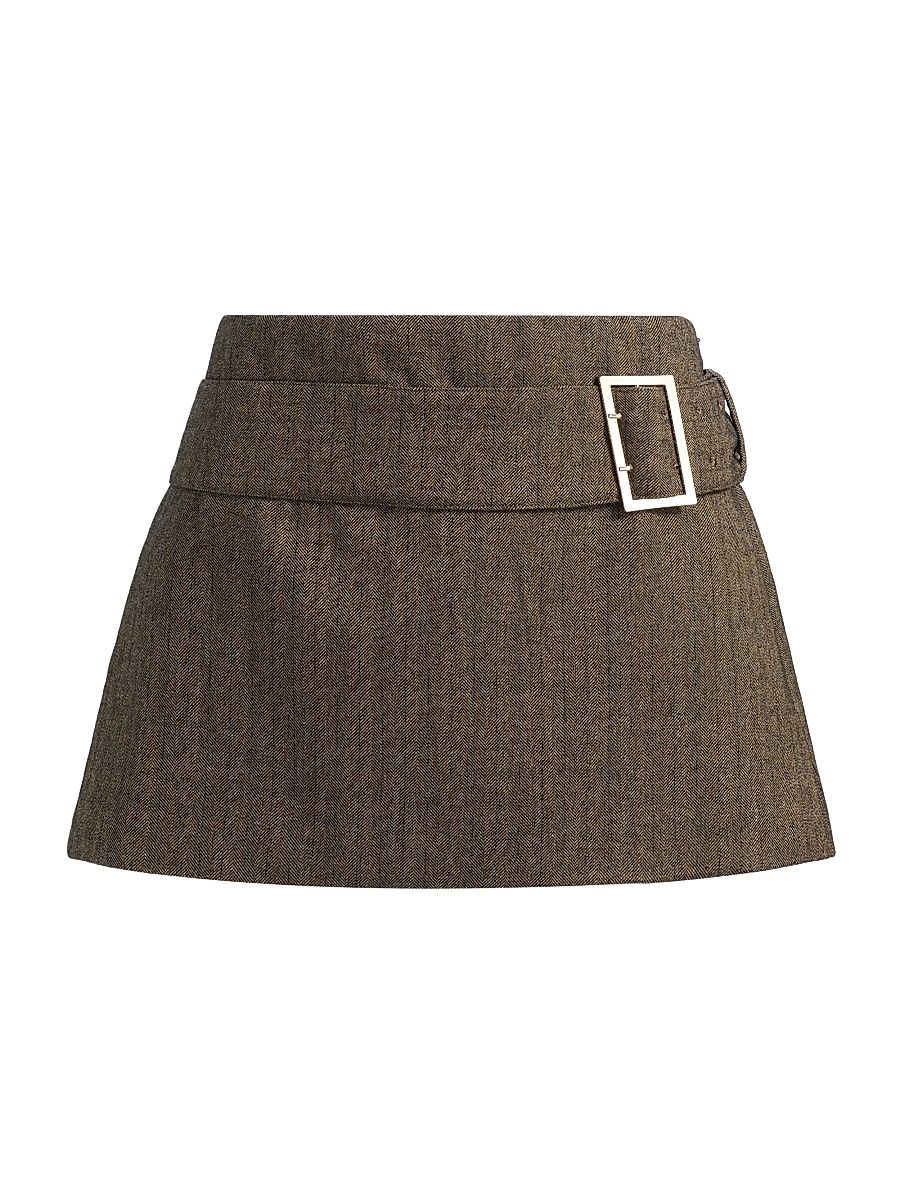 Women's Earhart Herringbone Miniskirt - Brown Multi - Size Medium