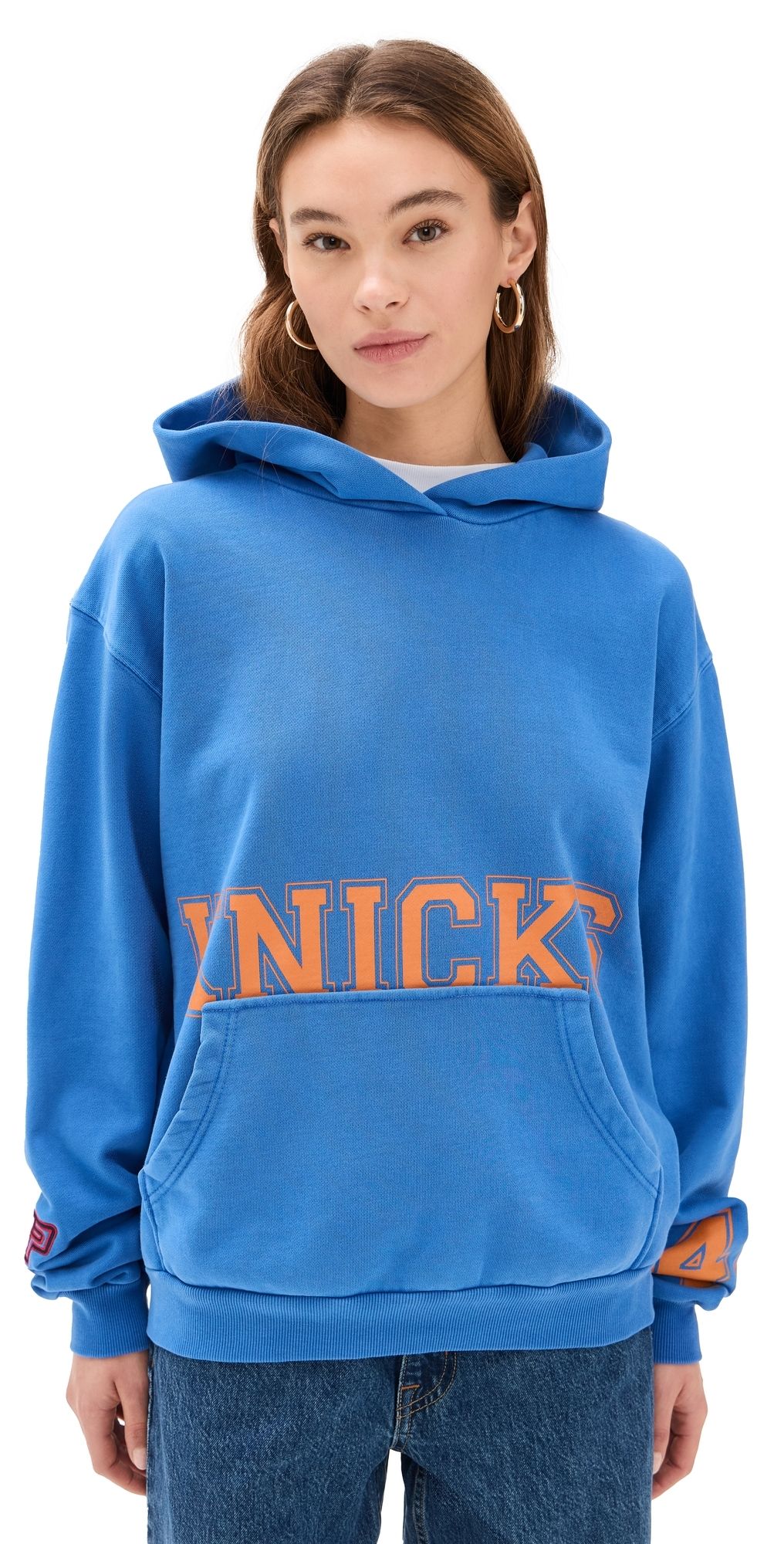 DANNIJOPRO NY Knicks Team Crew Hoodie Blue Pigment Dyed S