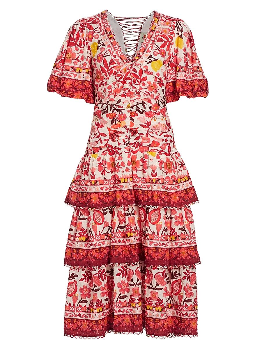 Women's Romantic Orchard Tiered Midi-Dress - Romantic Orchard Off White - Size Small