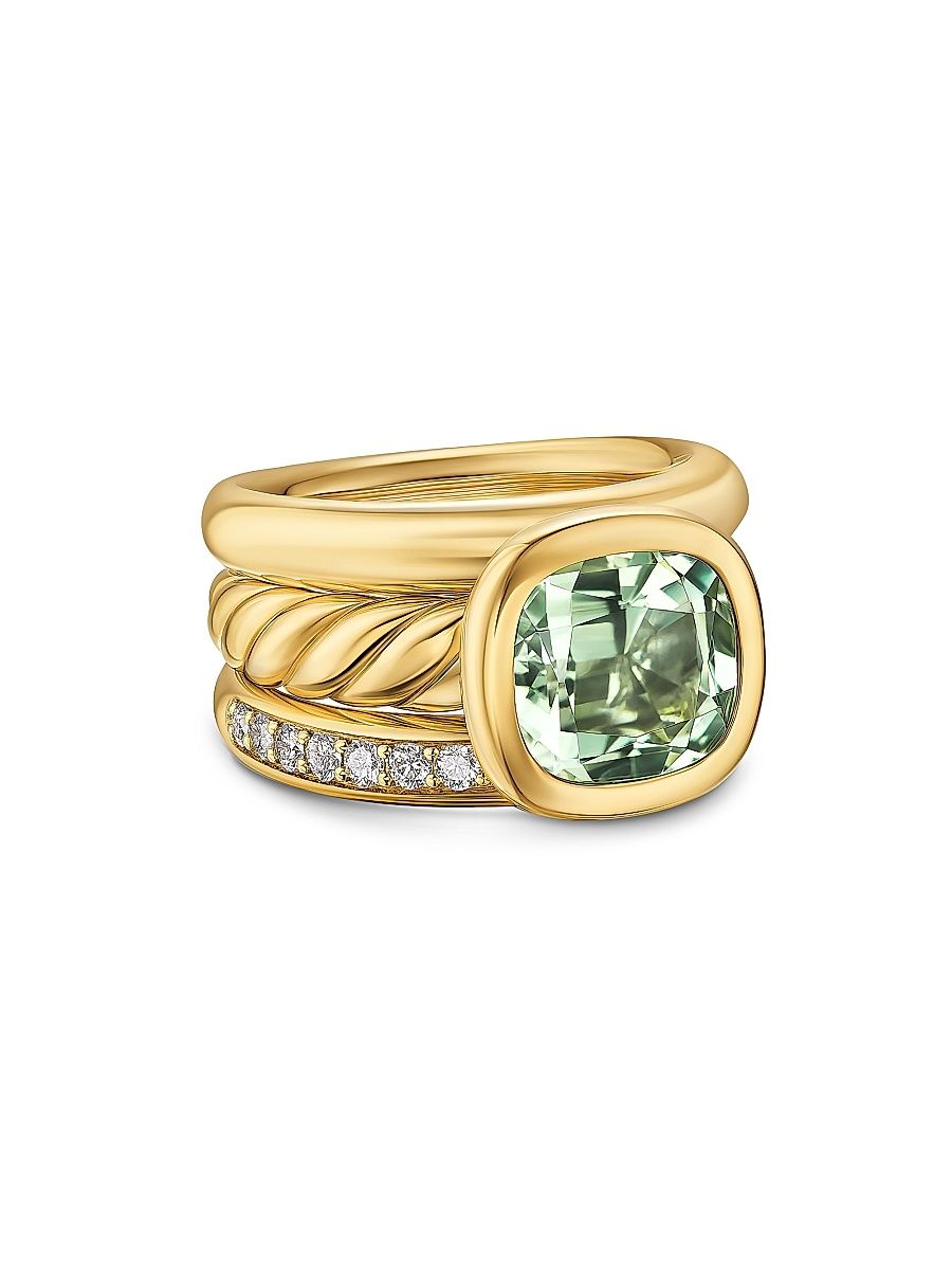 Women's DY Mercer Three Row Stone Ring in 18K Yellow Gold - Iolite - Size 7