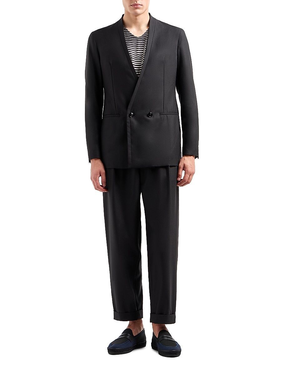 Men's Fashion Tonal Stripe Suit - Black - Size 40