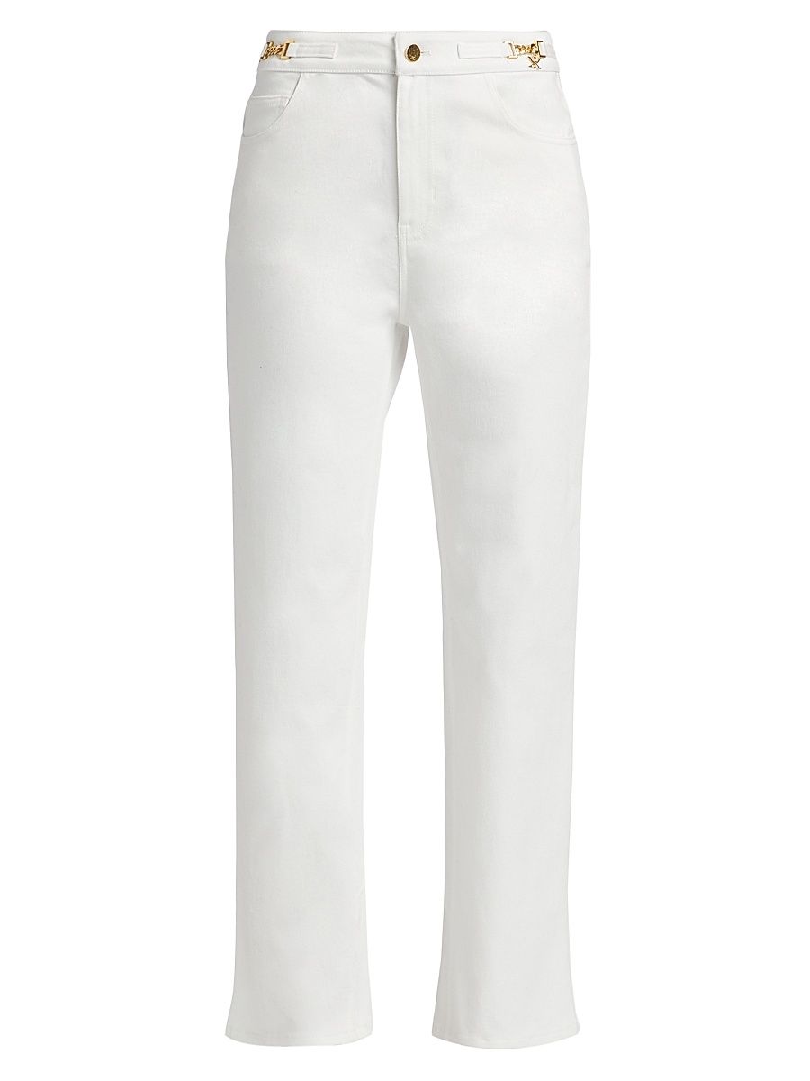 Women's June Hardware Mid-Rise Straight Jeans - White - Size 16