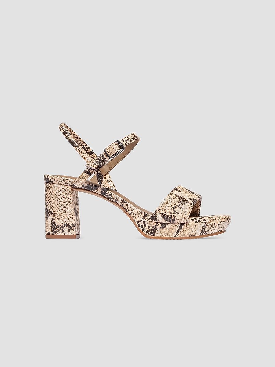 Women's Canto Platform Heeled Sandals - Natural Snake - Size 9