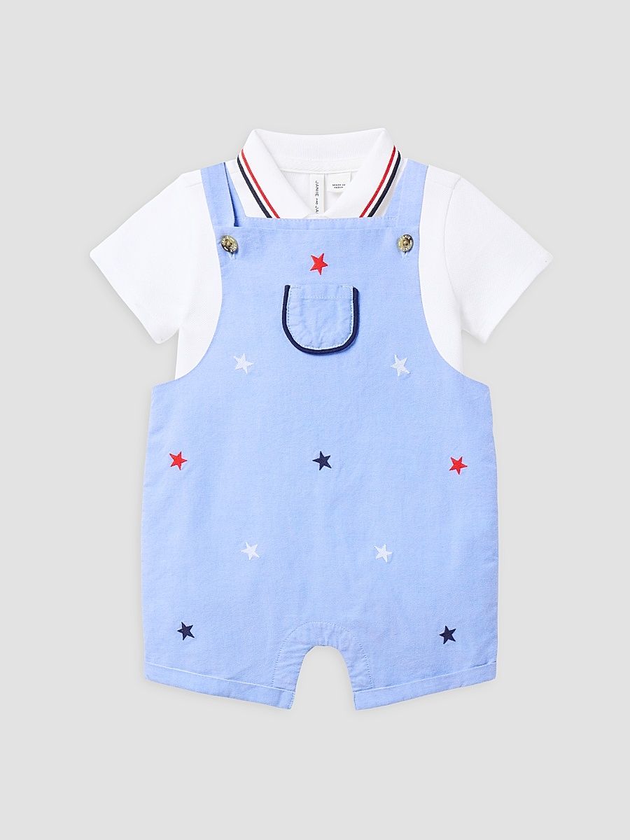 Janie and Jack Boy's Baby Boy's Embroidered Cotton Bodysuit & Overalls Set - Multi Color - Size 18 Months