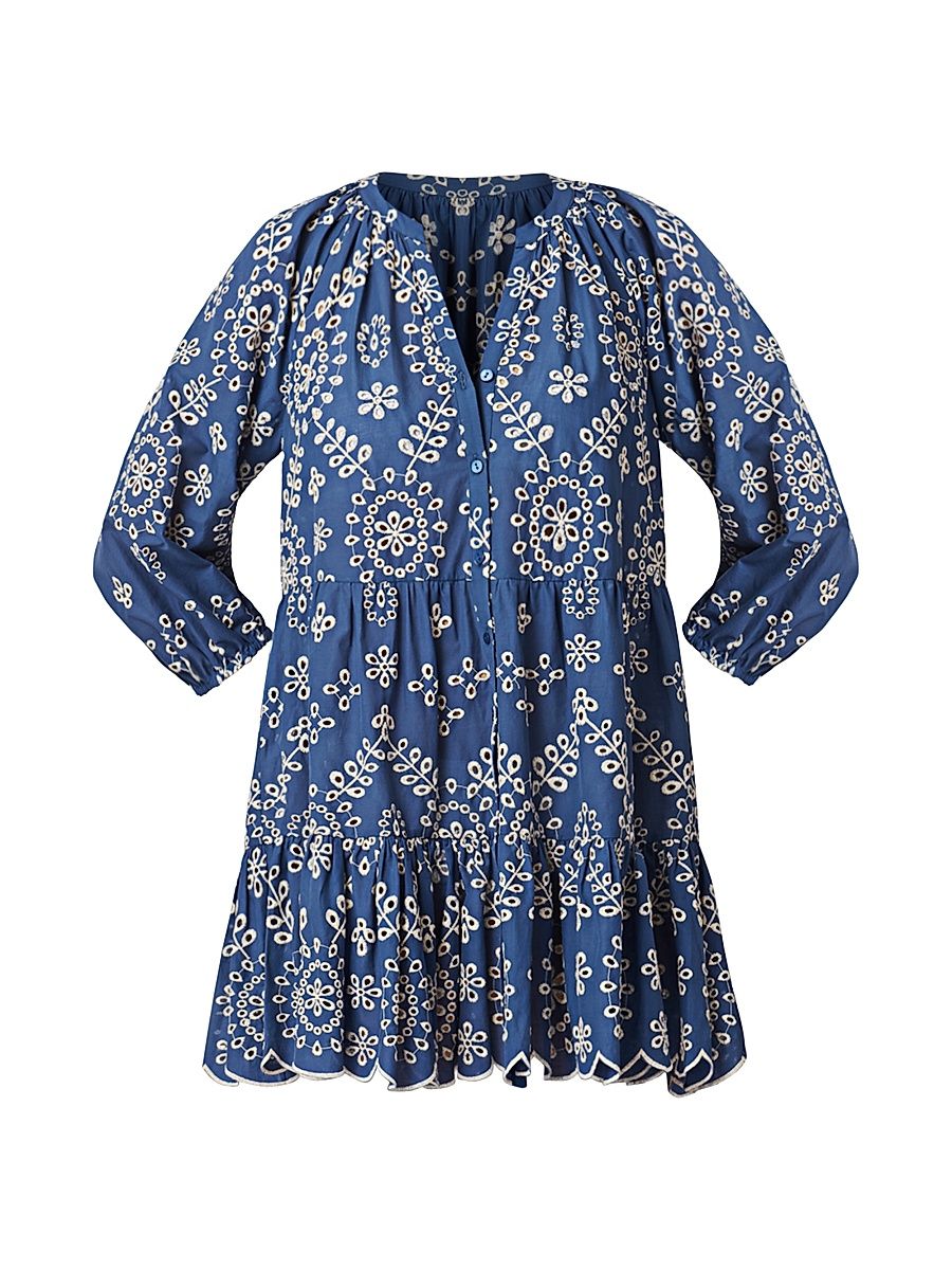 Shoshanna Women's Floral Cotton Button-Front Minidress - Chambray - Size Medium