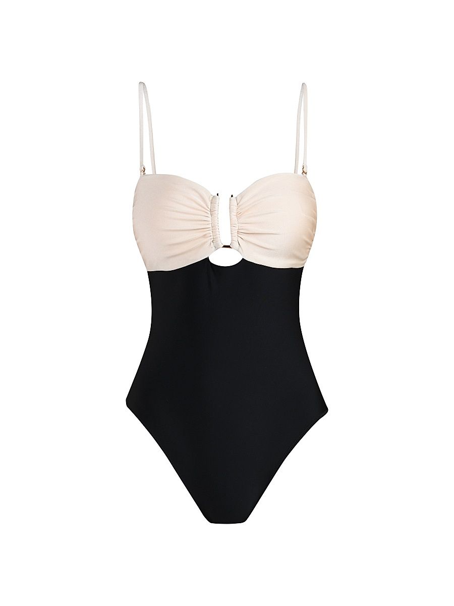 Women's Colorblock Chic Emilia One-Piece Swimsuit - Black - Size Large