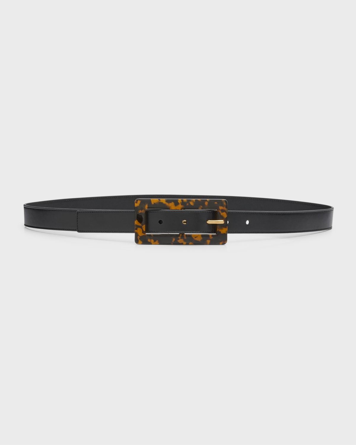 Smooth Leather Belt With Rectangular Buckle