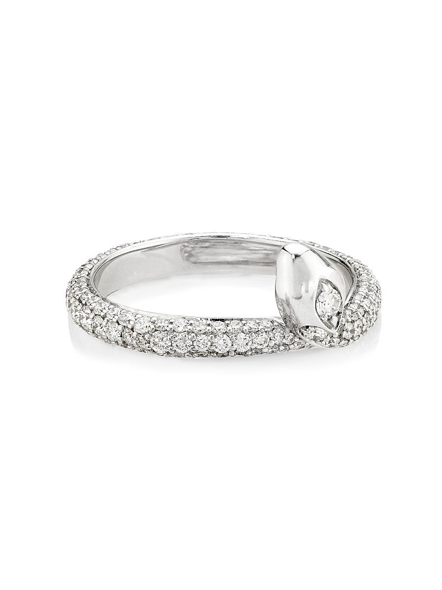Women's Wholeness Snake 18K White Gold & 1.17 TCW Diamond Pavé Bookend Band - White Gold - Size 6
