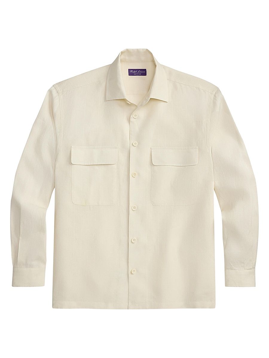 Men's Linen Jacquard Sport Shirt - Classic Cream - Size XL