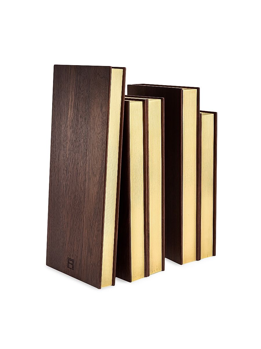 Library Walnut Wood Bookends - Brown