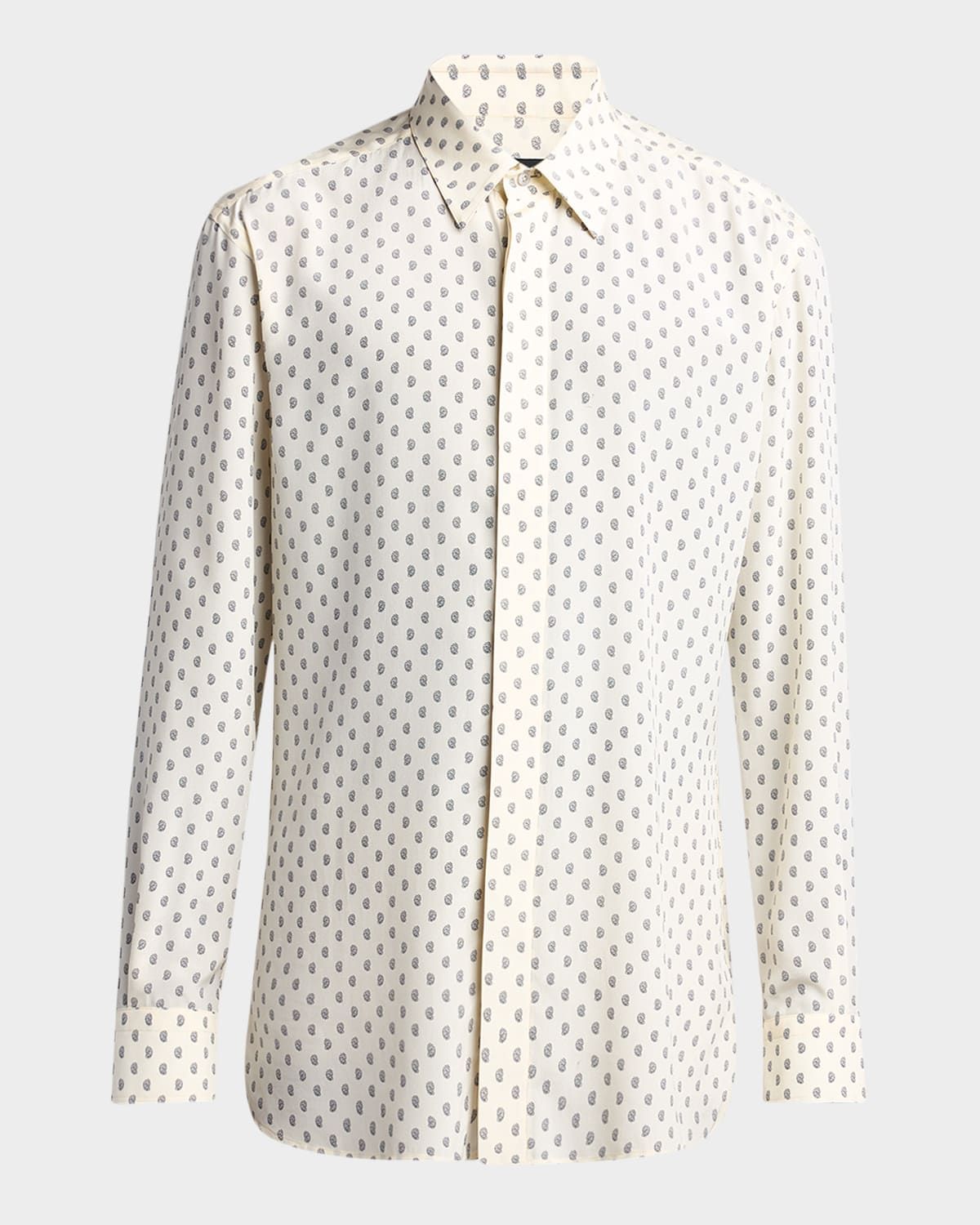 Men & apos;s Silk Crepe de Chine Paisley Dress Shirt