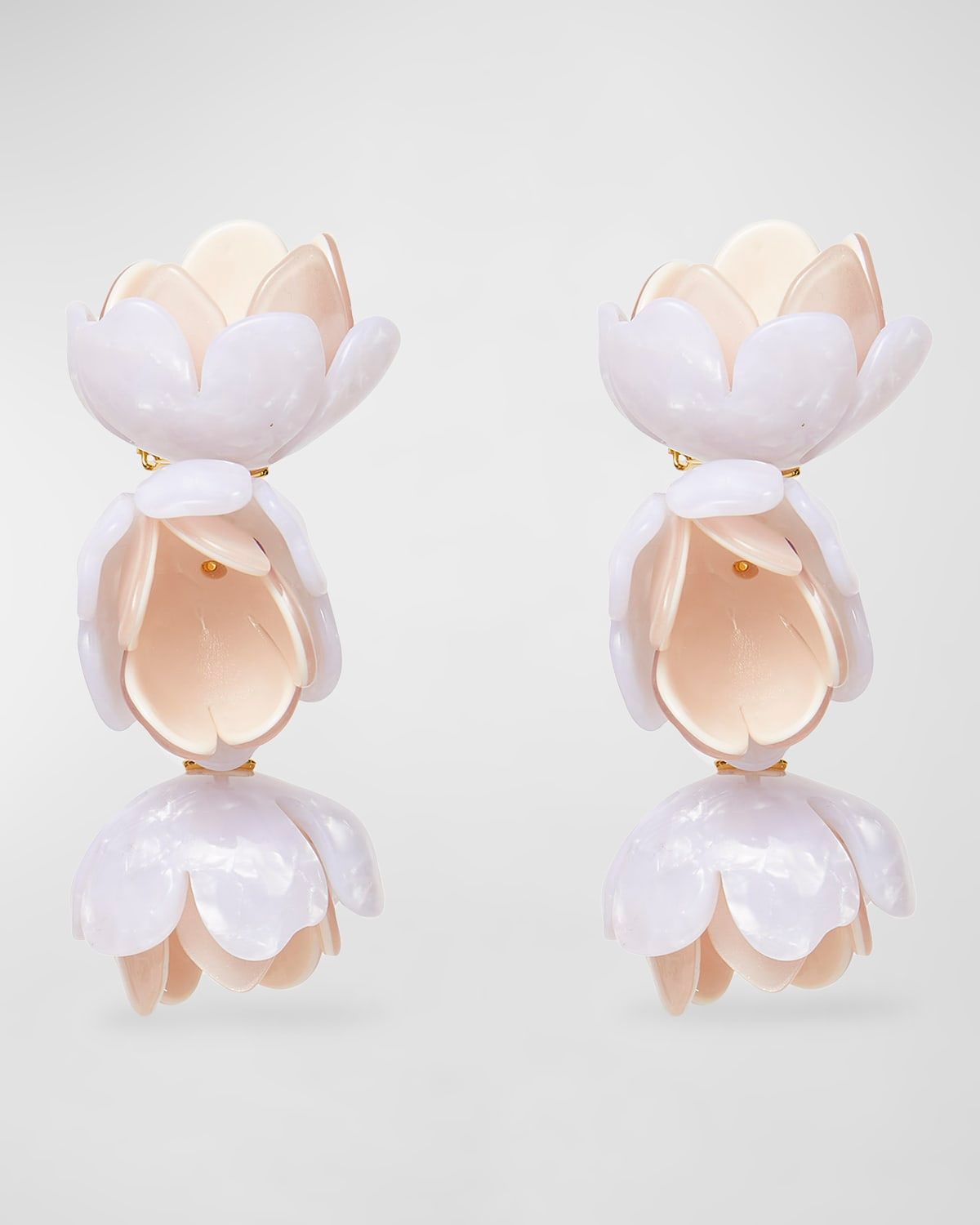 Rose Petal Triple Drop Clip-On Earrings