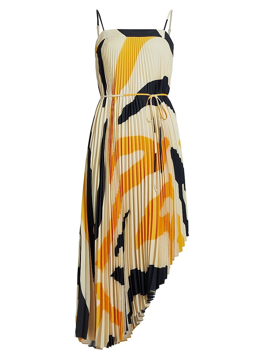 Women's Irene Zebra Pleated Dress - Mango Black - Size 8