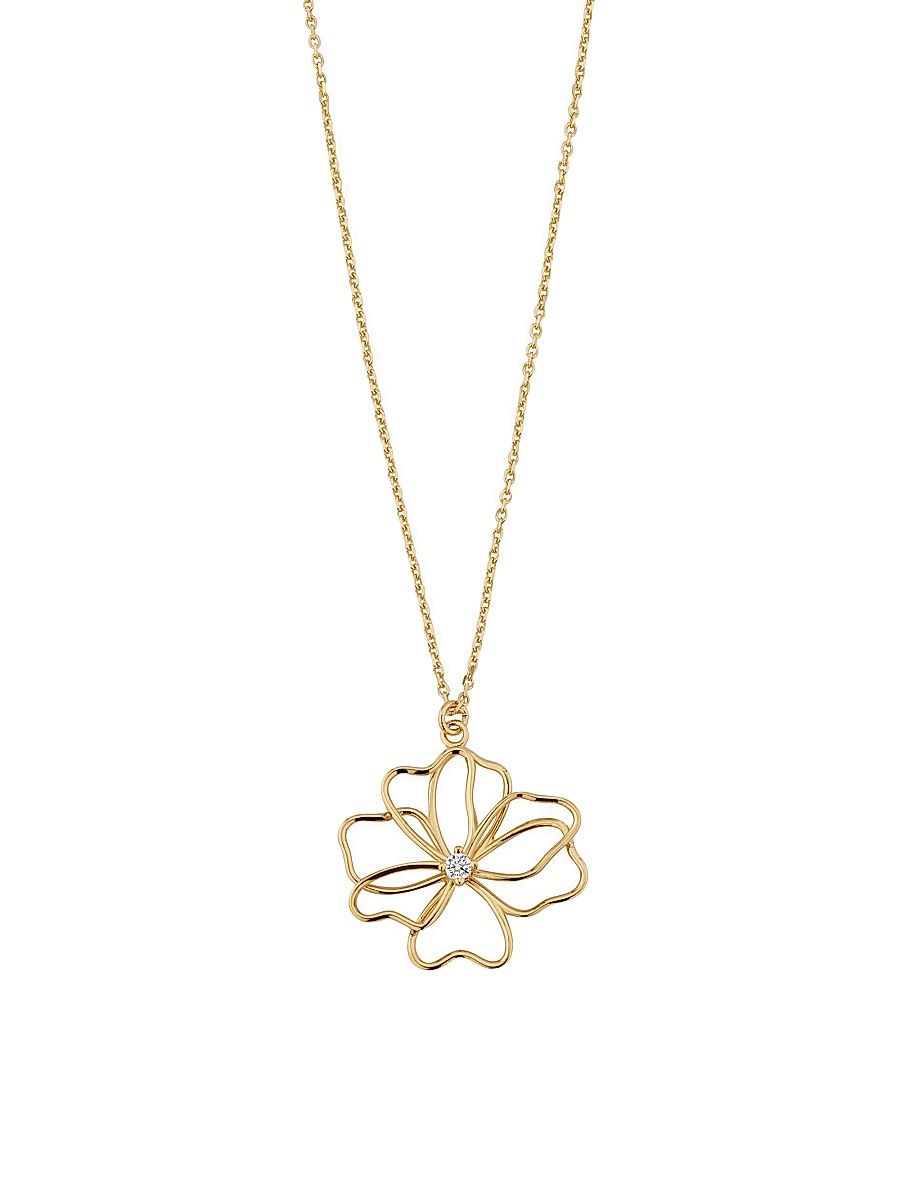 Women's 14K Yellow Gold Full Bloom Pendant Necklace - Gold - Size 16