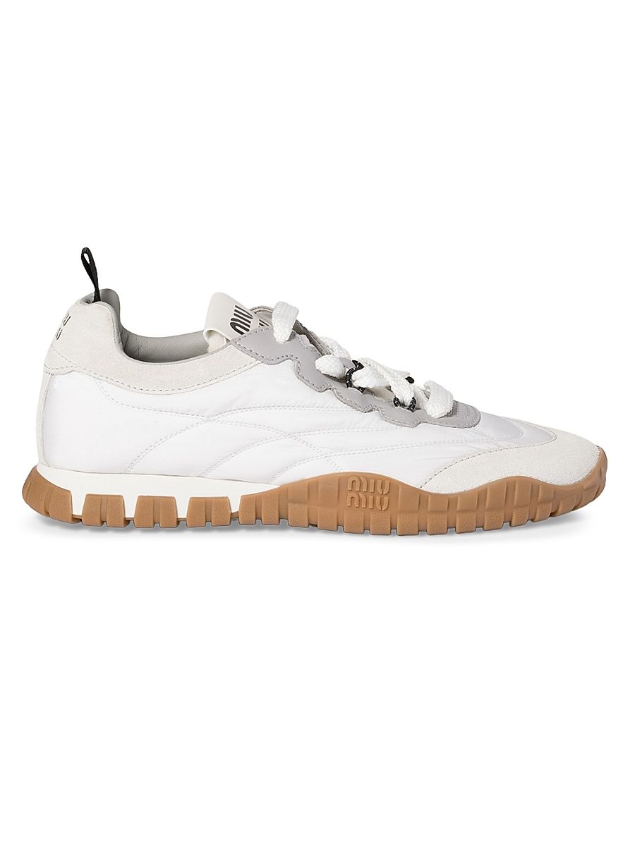 Women's Tyre Technical Fabric and Suede Sneakers - White - Size 10