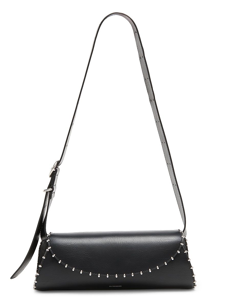 Women's Cannolo Studded Leather Shoulder Bag - Black