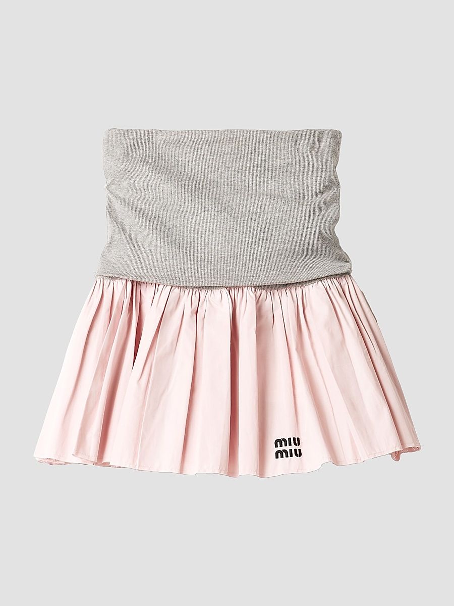 Women's Jersey and Poplin Skirt - Grey Pink - Size 2