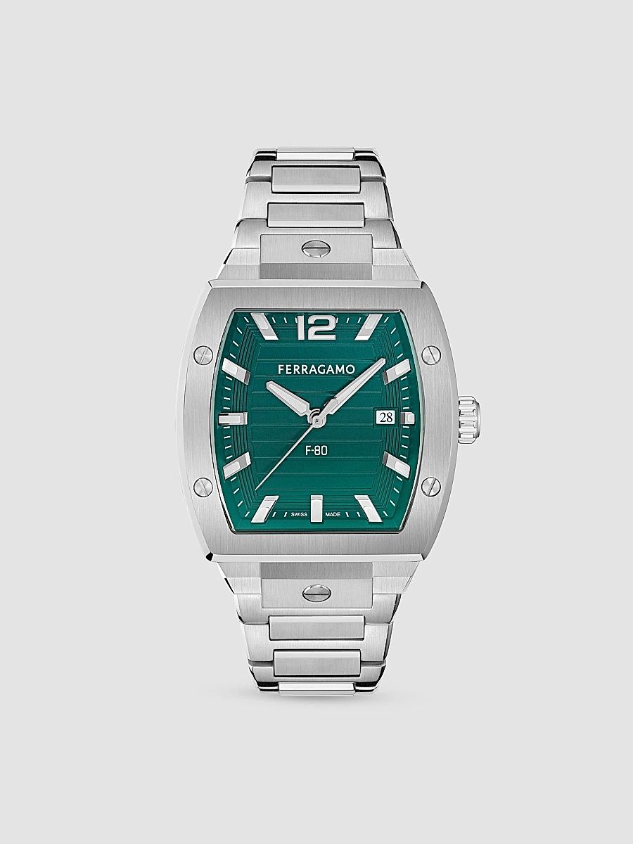 FERRAGAMO Men's F-80 Tonneau Stainless Steel Bracelet Watch/42MM - Stainless Steel