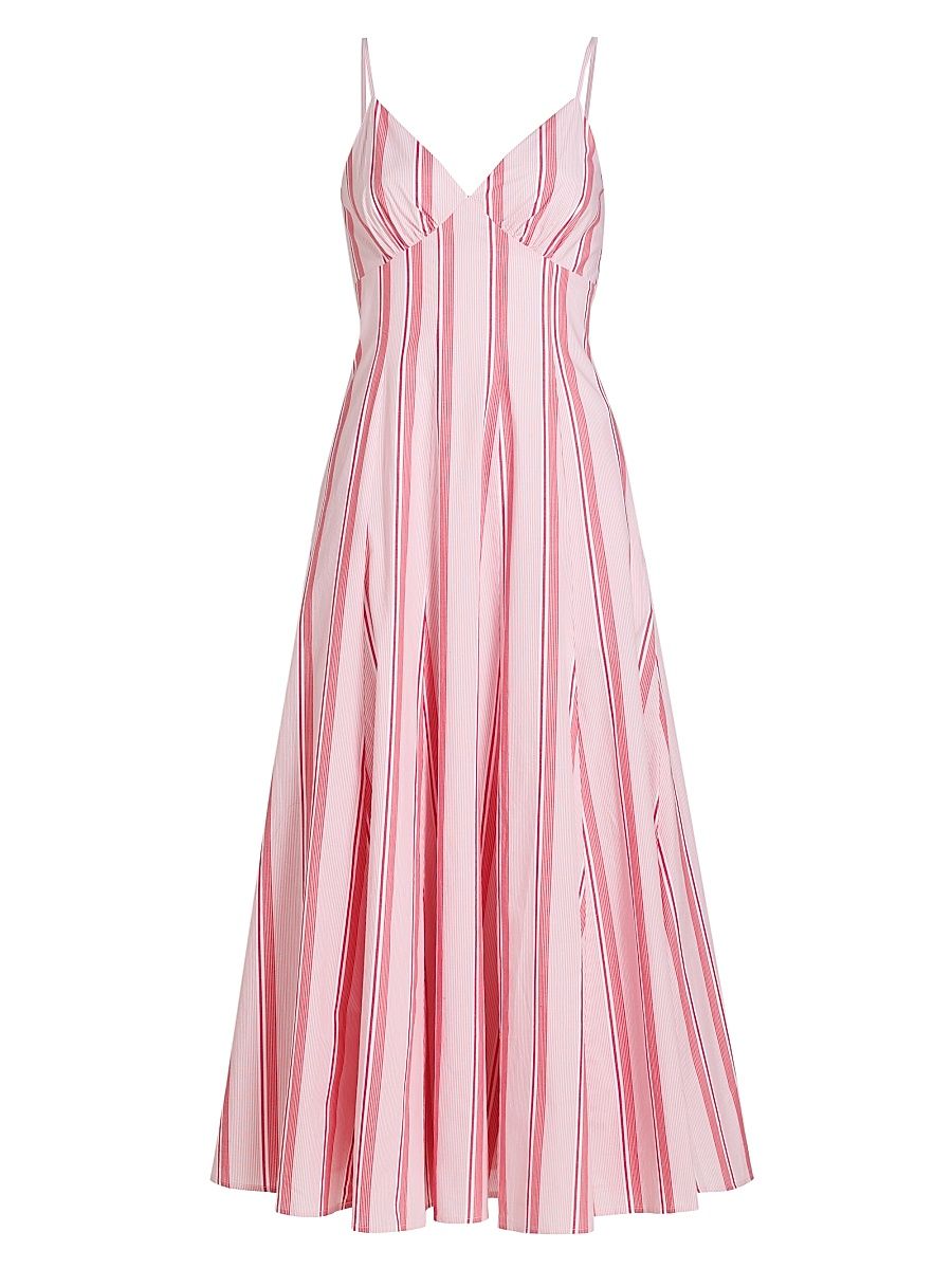 Women's Cami Stripe Cotton Maxi Dress - Red Stripe - Size 2