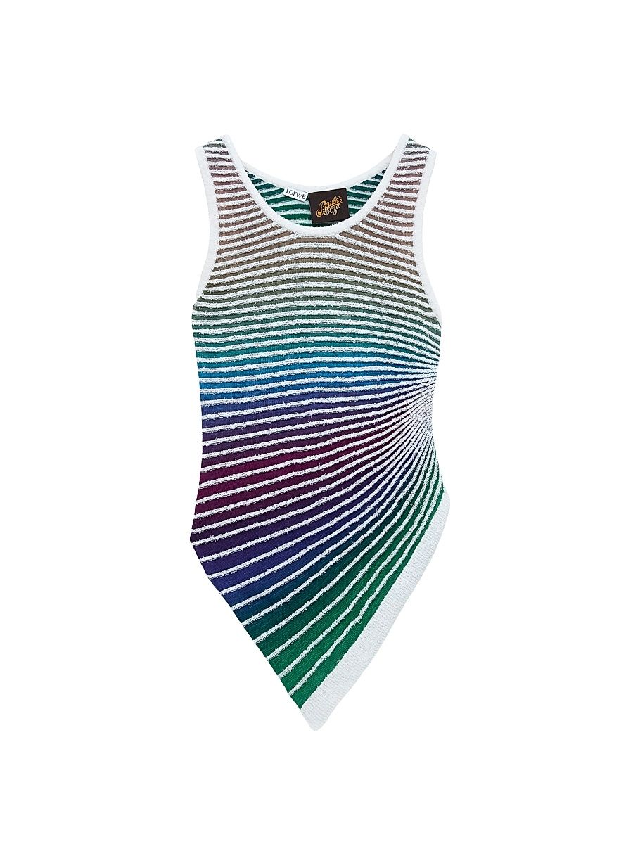 Women's LOEWE x Paula's Ibiza Gradient Stripe Cotton-Blend Tank - Multi Color White - Size Large
