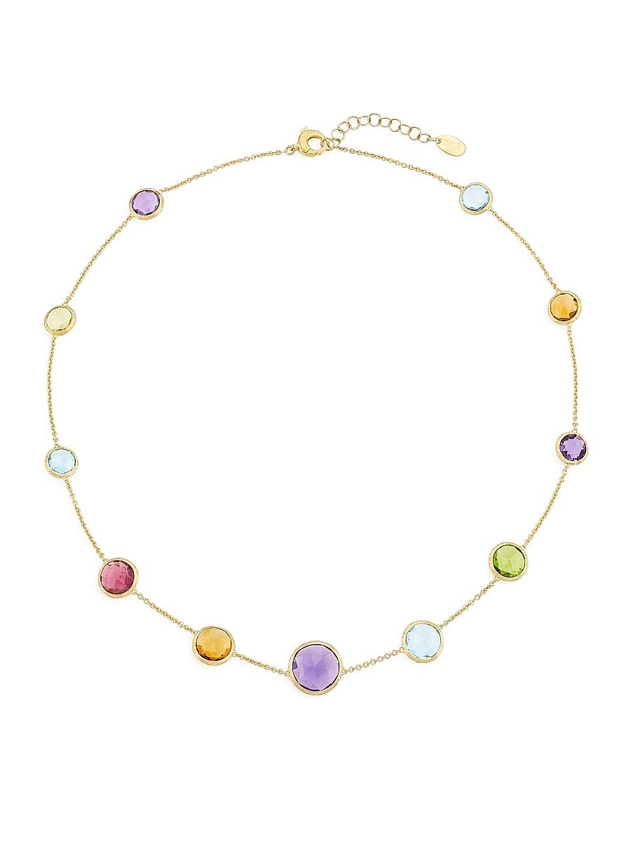 Women's Jaipur Color 18K Yellow Gold & Multi-Stone Station Necklace - Gold