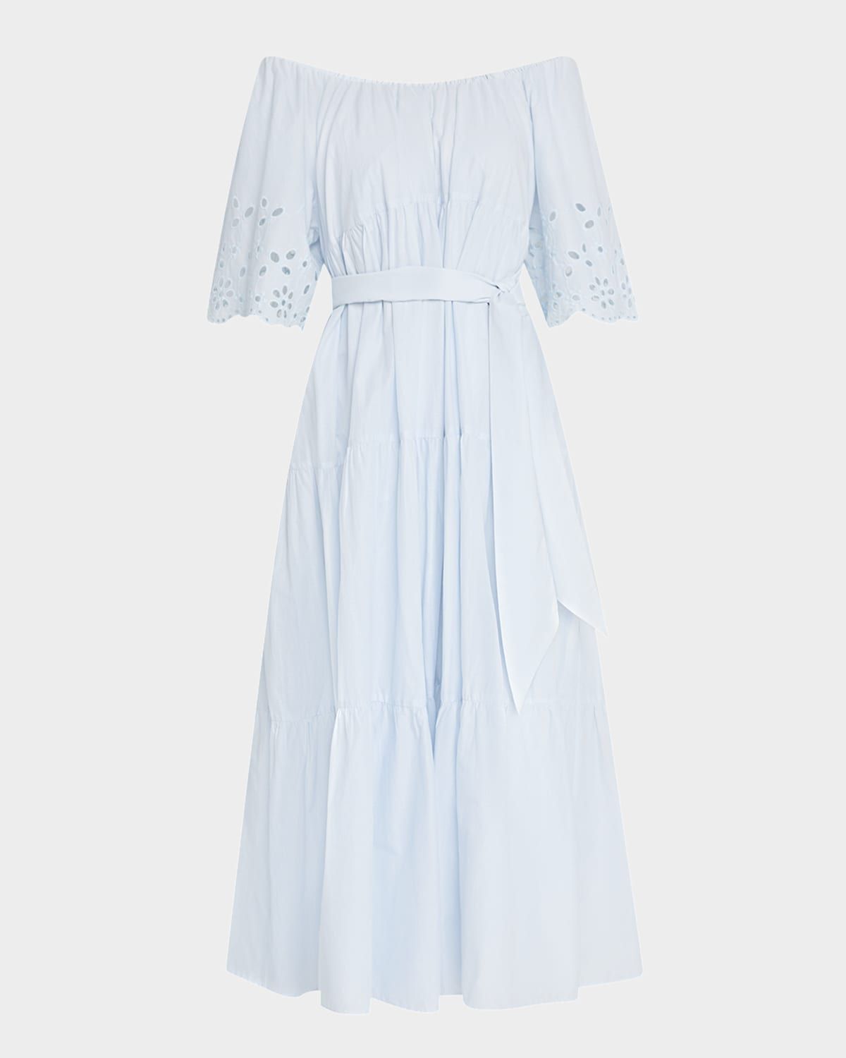 Berenson Tiered Eyelet-Embroidered Midi Dress