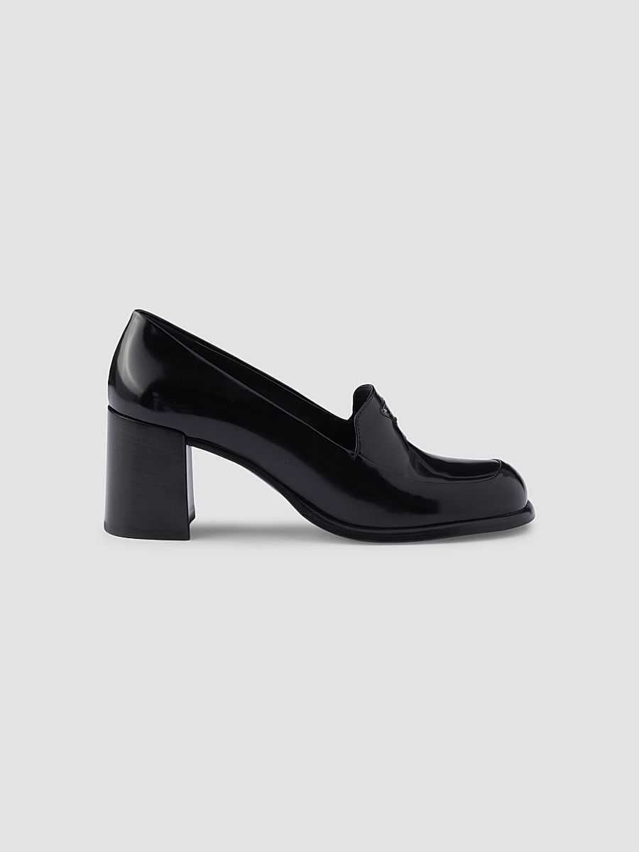 Women's Brushed Leather Loafers - Black - Size 12