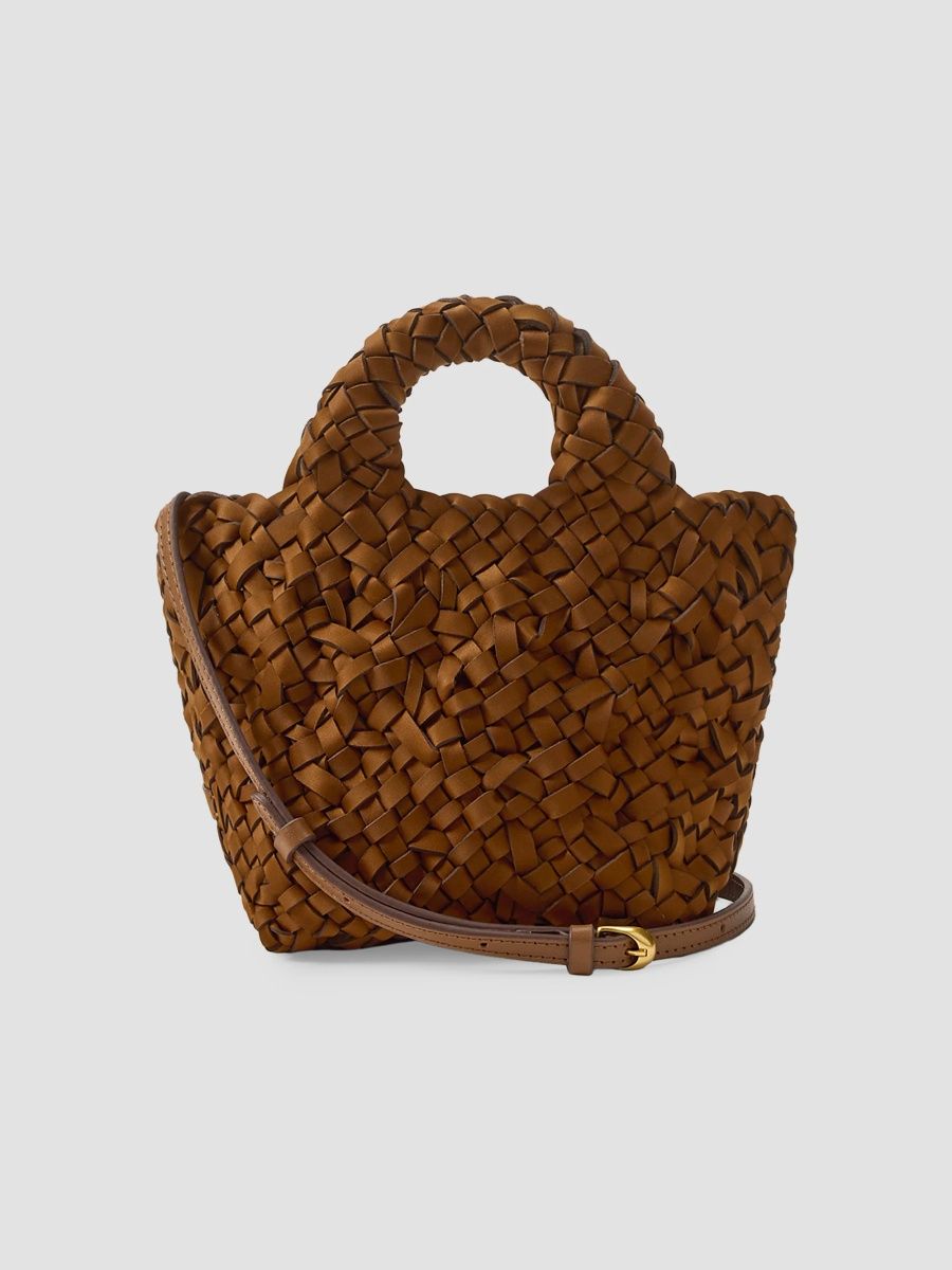 Naghedi Women's St. Barths Petit Nest Weave Top Handle Bag - Teak