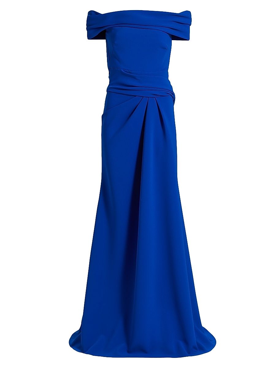 Women's Susan Draped Off-the-Shoulder Gown - Cobalt - Size 2