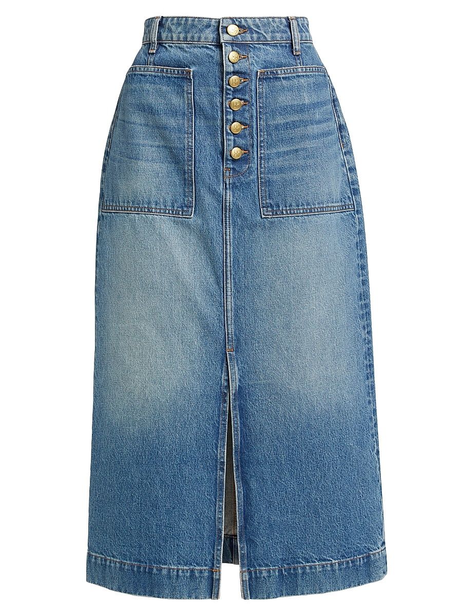 Women's Bea Denim Midi-Pencil-Skirt - Danube Medium Indigo Wash - Size 2