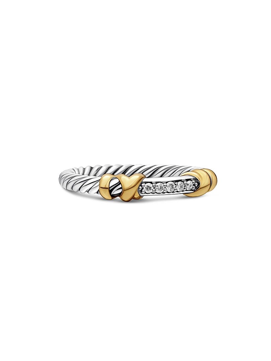Women's Petite Helena Wrap Band Ring with 18K Yellow Gold and Pavé Diamonds - Diamond - Size 7