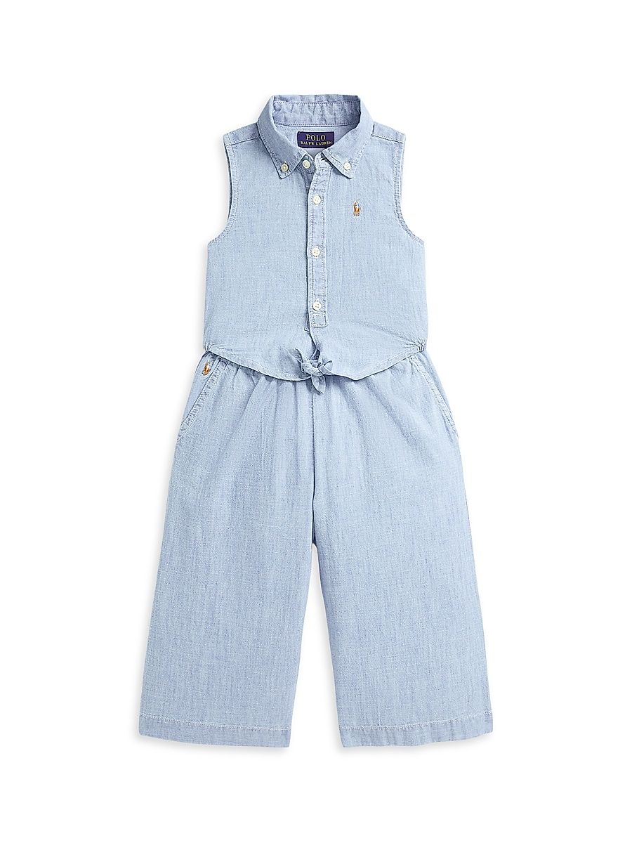 Little Girl's & Girl's 2-Piece Chambray Shirt & Pants Set - New Medium Wash - Size 10