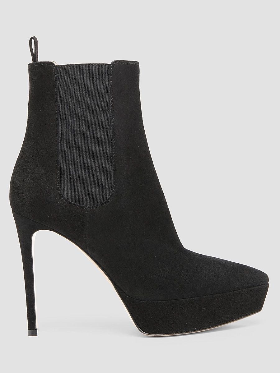 Women's 120MM Suede Chelsea Boots - Black - Size 7.5