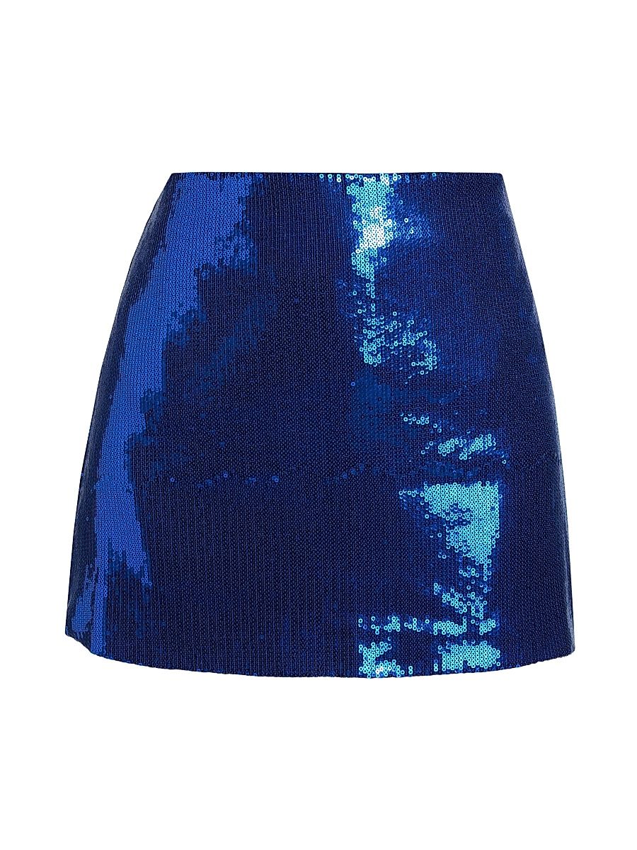 Women's Sequined Miniskirt - Blue - Size Large