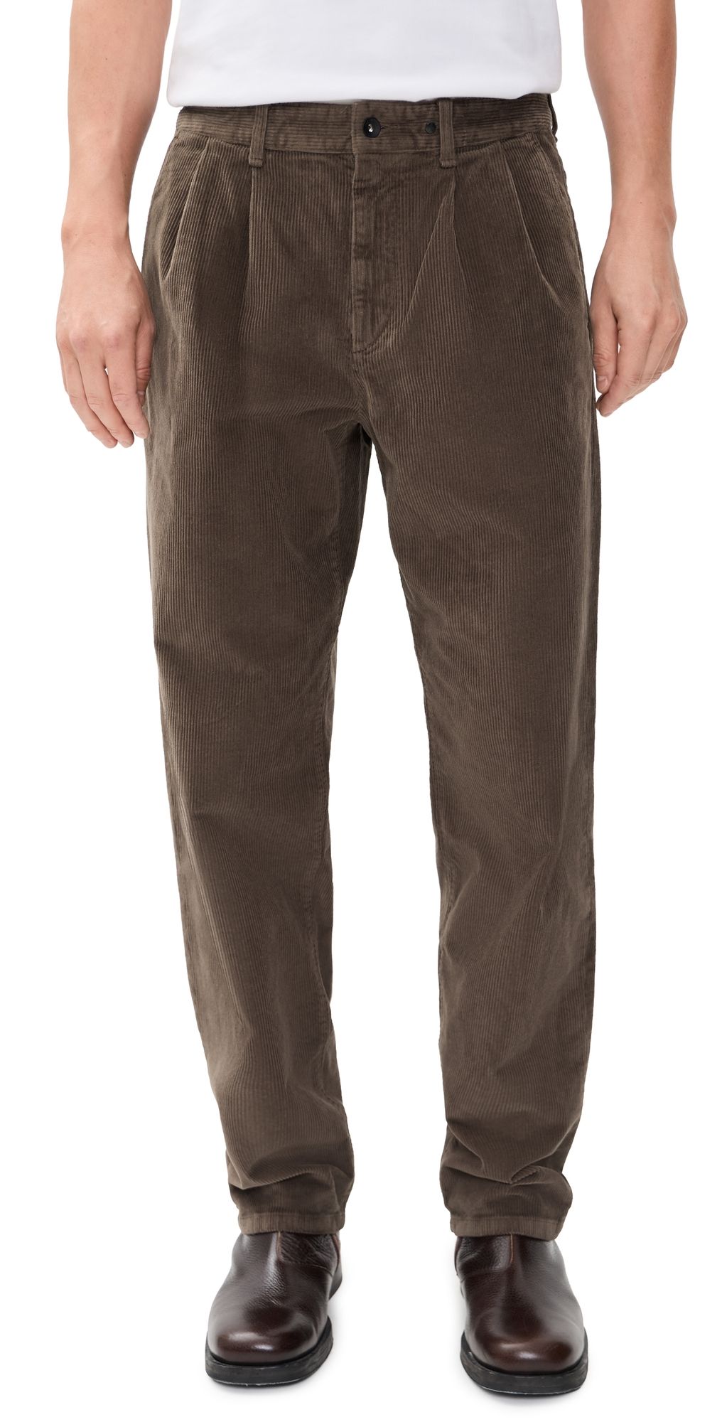 rag & bone Pleated Corduroy Baggy Chinos Brown 31