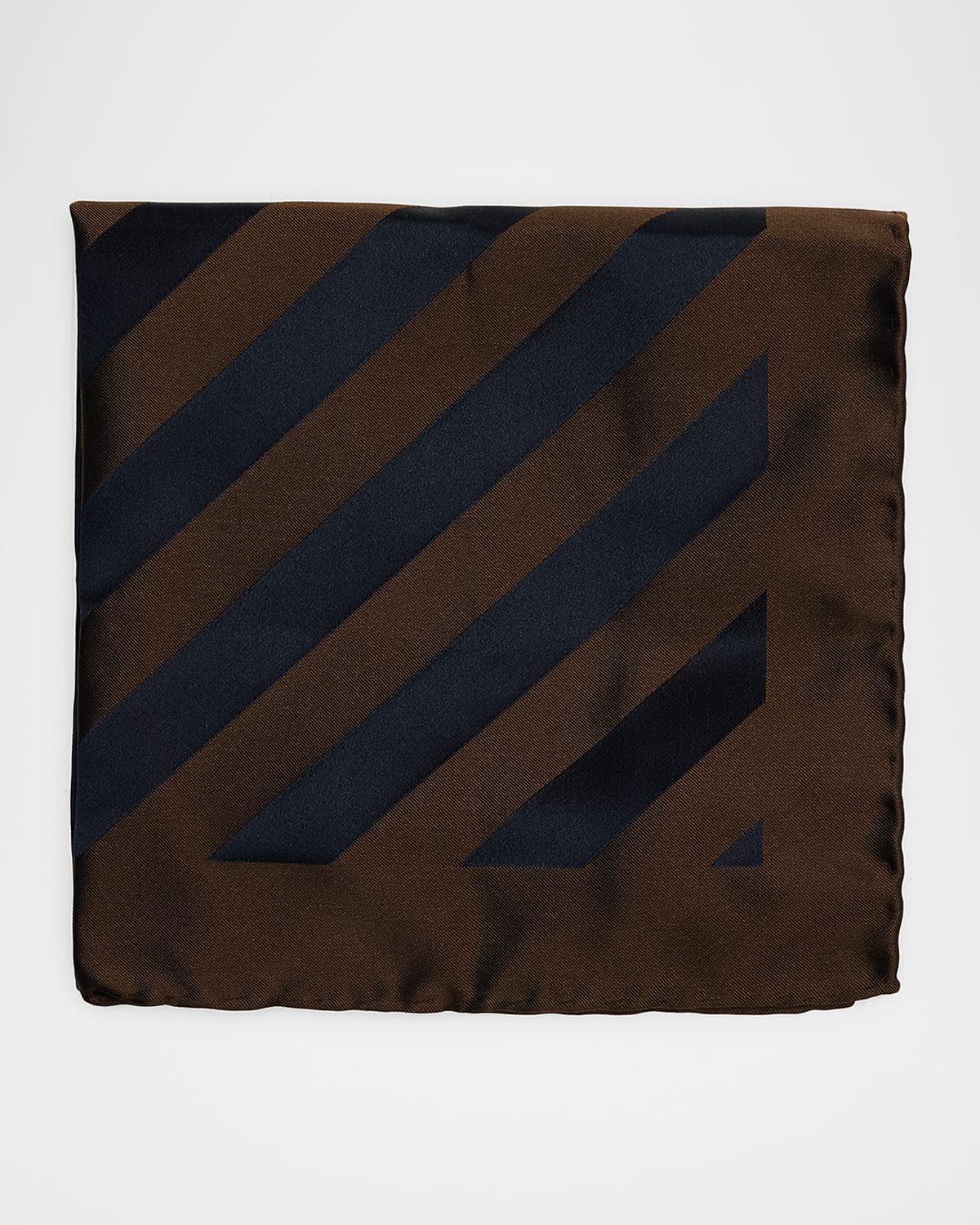 Men & apos;s Double-Face Wide Stripe Silk Pocket Square