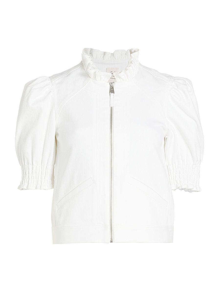 Women's Anabella Ruffled Zip Jacket - White - Size 16