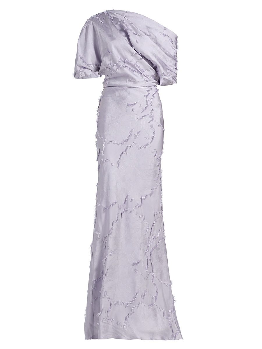 Women's Satin One-Shoulder Gown - Lilac - Size 8