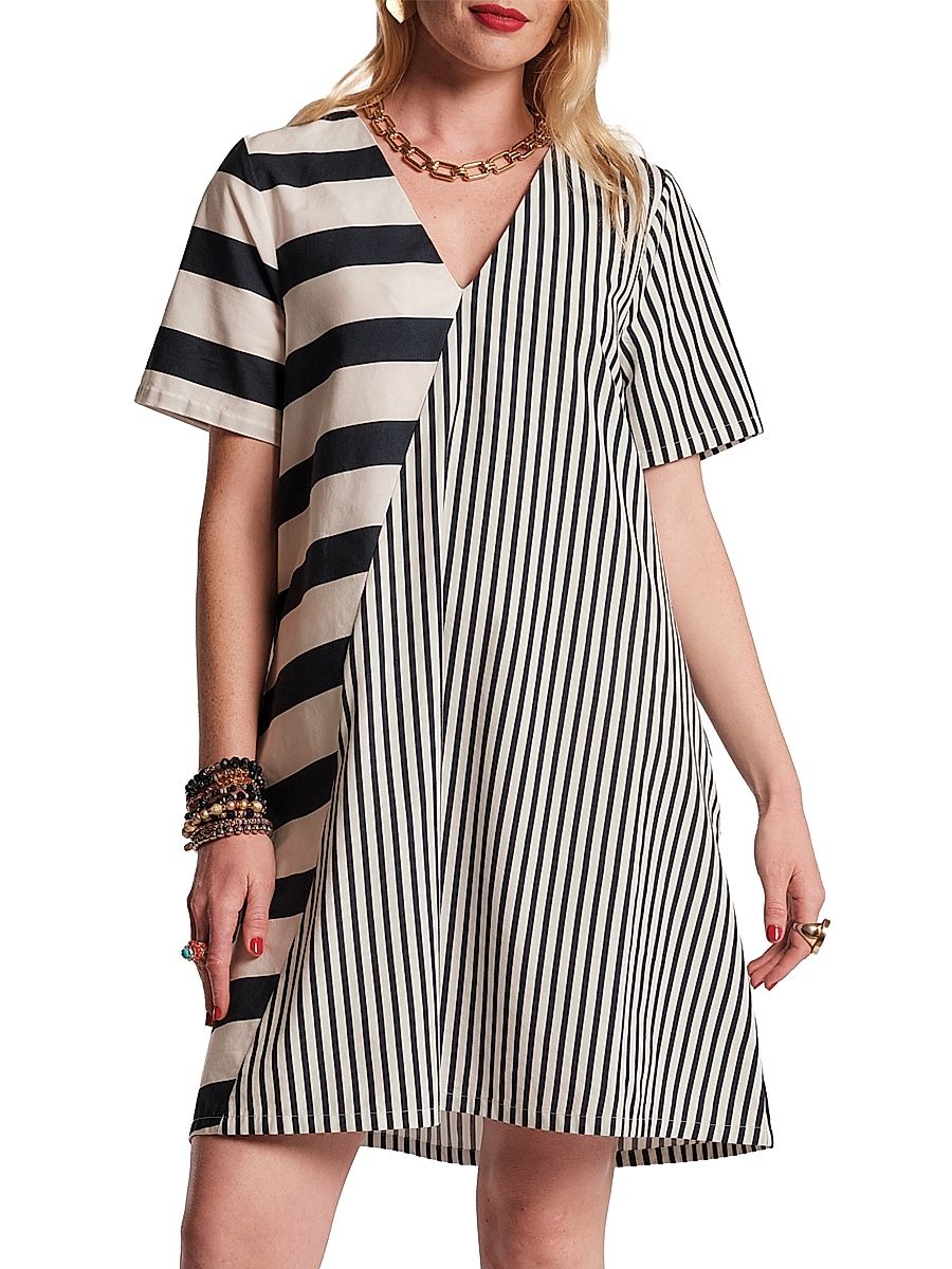 Women's Schooner Splice Striped Minidress - Navy Oyster - Size XL