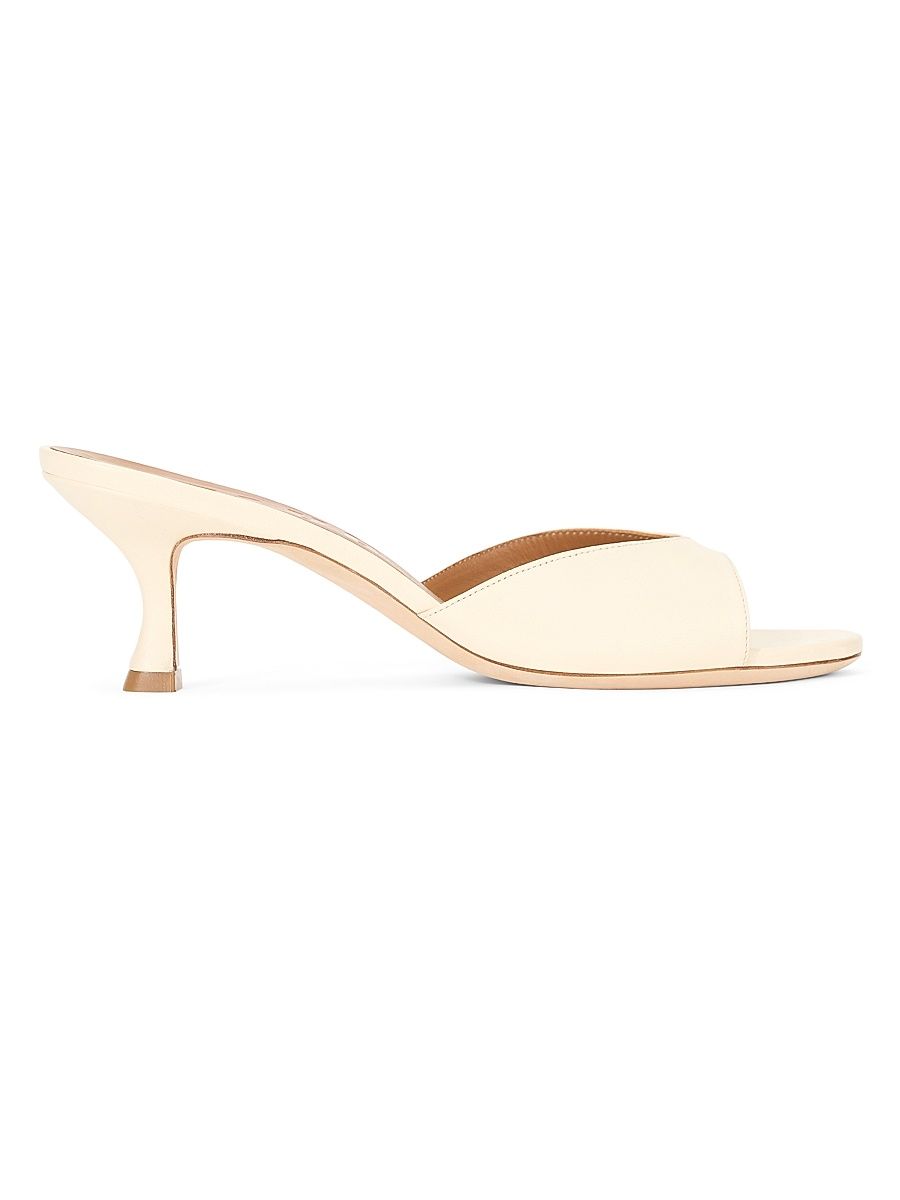 Women's Brigitte 55MM Leather Mules - Cream - Size 10