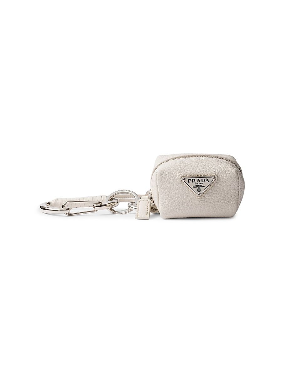 Men's Leather Bag Charm - Beige Khaki