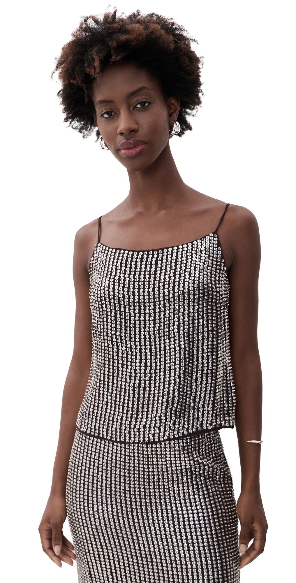 rag & bone Lili Sequined Tank Chocolate 12